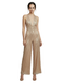 1970s Halter Deep V-Neck Sequin Fringe Jumpsuit - vintage jumpsuit, retro fashion