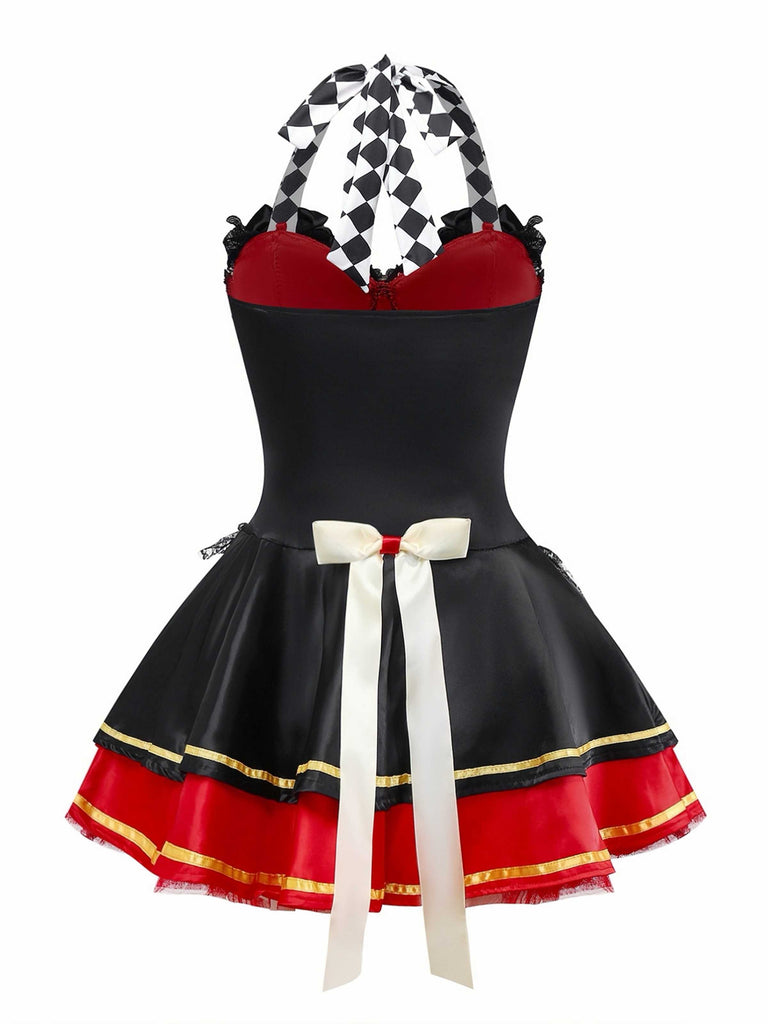 1970s Halter Halloween Queen Of Hearts Sequined Costume - vintage fashion, retro style
