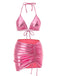 She's wearing 1970s Halter Metallic Bikini & Ruched Cover-Up and the whole beach remembers the 1970s