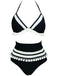 1970s Halter Patchwork Pom Pom Swimsuit, vintage swimsuit, pin-up swimwear - perfect for women who love vintage and retro fashion