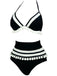 1970s Halter Patchwork Pom Pom Swimsuit, vintage swimsuit, pin-up swimwear - perfect for women who love vintage and retro fashion