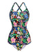 1970s Hippie Floral Strap One-Piece Swimsuit, vintage swimsuit, pin-up swimwear - perfect for women who love vintage and retro fashion
