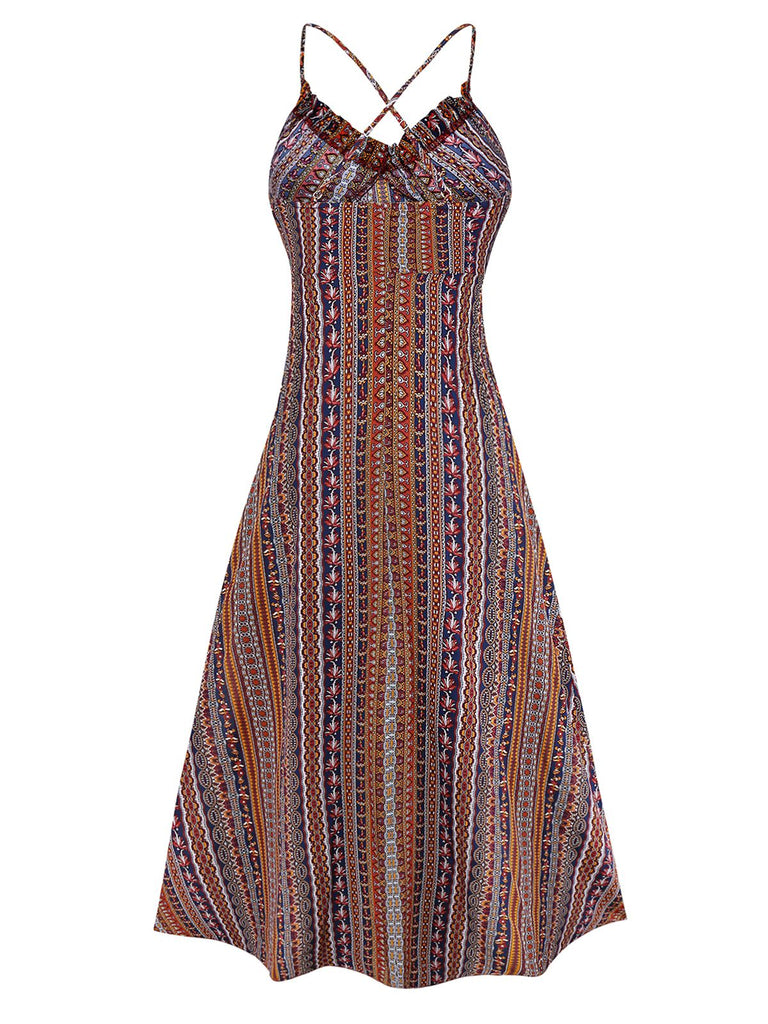 Floor Length Boho Dress Women's Striped Backless Dress Summer Festival Dress Floor Length Boho Dress Women's Striped Backless Dress Summer Festival Dress