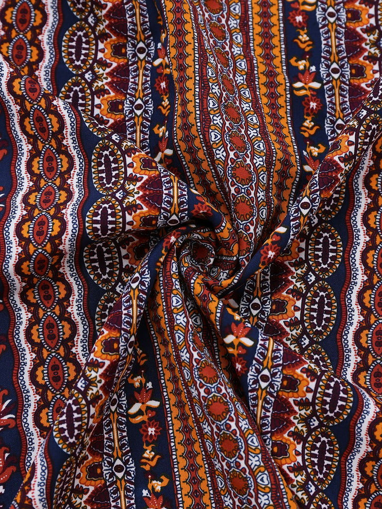 1970s Irregular Print Backless Boho Dress - vintage dress, retro fashion