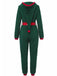 Green 1970s Christmas Sherpa Hooded Jumpsuit Pajama - vintage jumpsuit, retro fashion