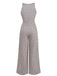 1970s Sleeveless Geometric Print Waist Bow Jumpsuit - vintage jumpsuit, retro fashion