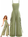 1970s Solid Spaghetti Strap Cargo Style Wide-Leg Jumpsuit - vintage jumpsuit, retro fashion