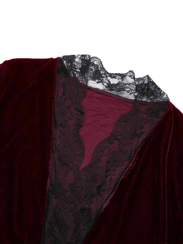 1970s Lace Trim Velvet Lounge | 1970s | vintage fashion, retro style