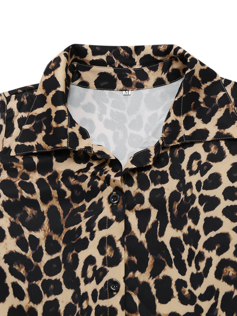 1970s Lapel Leopard Sleeveless Belted Jumpsuit - vintage jumpsuit, retro fashion