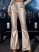 1970s Metallic High-Waist Flared Pants - vintage fashion, retro style, elegant red