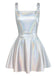1970s Metallic Holographic Suspender Dress - vintage dress, retro fashion