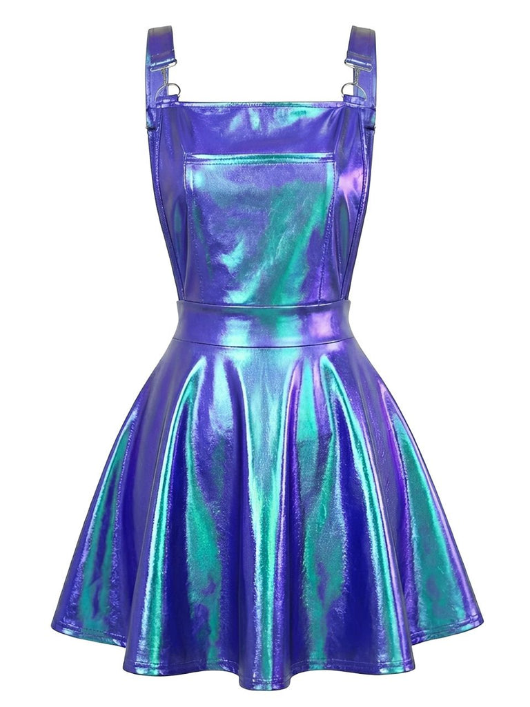metallic holographic dress INSPIRE CHIC Women's Metallic Sleeveless High Waist Party Holographic Dress Shiny Silver Small