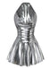 1970s Metallic V-Neck Pleated Mini Dress - vintage dress, retro fashion