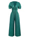 1970s Metallic V-Neck Wide-Leg Jumpsuit - vintage jumpsuit, retro fashion