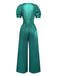 1970s Metallic V-Neck Wide-Leg Jumpsuit - vintage jumpsuit, retro fashion