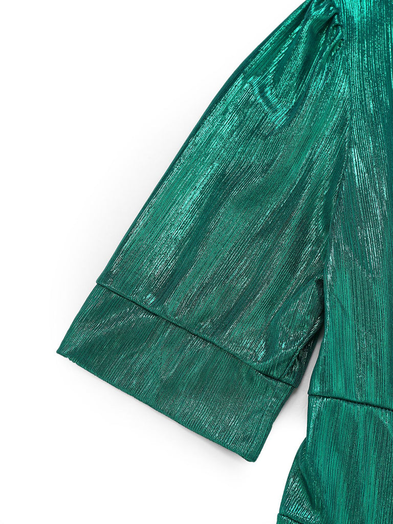 1970s Metallic V-Neck Wide-Leg Jumpsuit - vintage jumpsuit, retro fashion