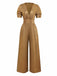 1970s Metallic V-Neck Wide-Leg Jumpsuit - vintage jumpsuit, retro fashion