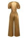 1970s Metallic V-Neck Wide-Leg Jumpsuit - vintage jumpsuit, retro fashion