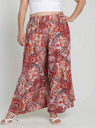 Multicolor 1970s Paisley All-Over Print Wide-Leg Pants - vintage fashion, retro style