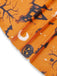 Orange 1970s Halloween Pumpkin Print Lace Halter Nightgown - vintage nightgown, retro sleepwear