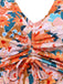 Orange 1970s Floral Drawstring Spaghetti Straps Tankini Set - vintage fashion, retro style