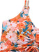 Orange 1970s Floral Drawstring Spaghetti Straps Tankini Set - vintage fashion, retro style