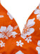 Orange 1970s Tropical Floral Halter Tie-Side Tankini Set - vintage fashion, retro style
