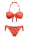 1970s Polka Dot Tie-Front Strapless Bikini Set - vintage fashion, retro style