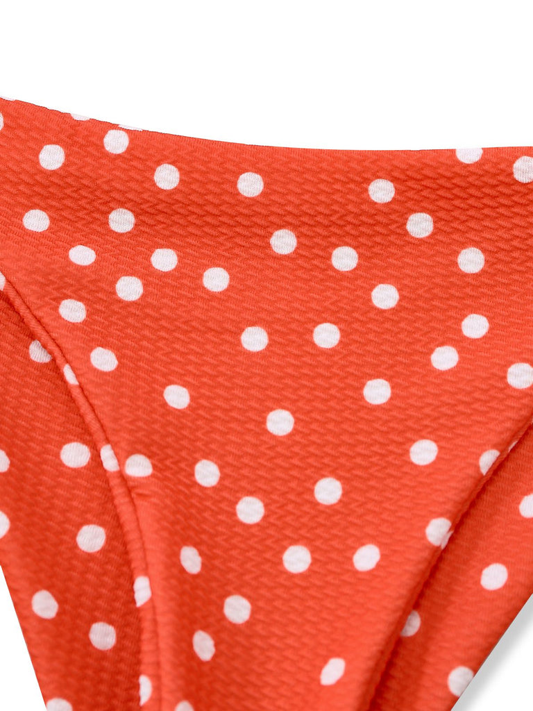 1970s Polka Dot Tie-Front Strapless Bikini Set - vintage fashion, retro style