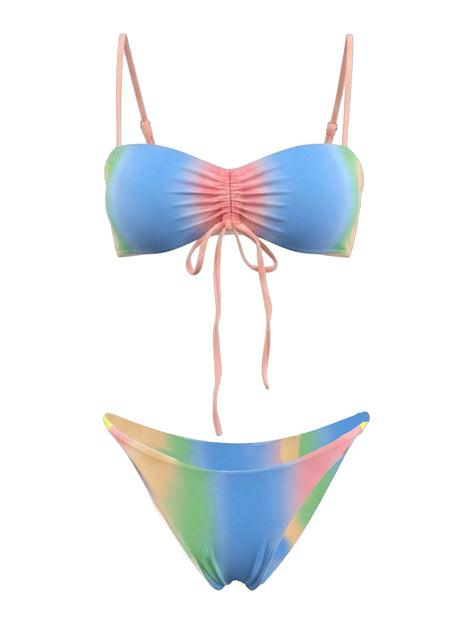 1970s Rainbow Gradient High Waist Bikini Set | Retro Stage