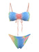 1970s Rainbow Gradient High Waist Bikini Set, vintage swimsuit, pin-up swimwear - perfect for women who love vintage and retro fashion