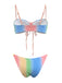 1970s Rainbow Gradient High Waist Bikini Set, vintage swimsuit, pin-up swimwear - perfect for women who love vintage and retro fashion