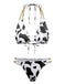 1970s Ribbed Cow Print Chain Halter Bikini Set - vintage fashion, retro style