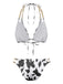 1970s Ribbed Cow Print Chain Halter Bikini Set - vintage fashion, retro style