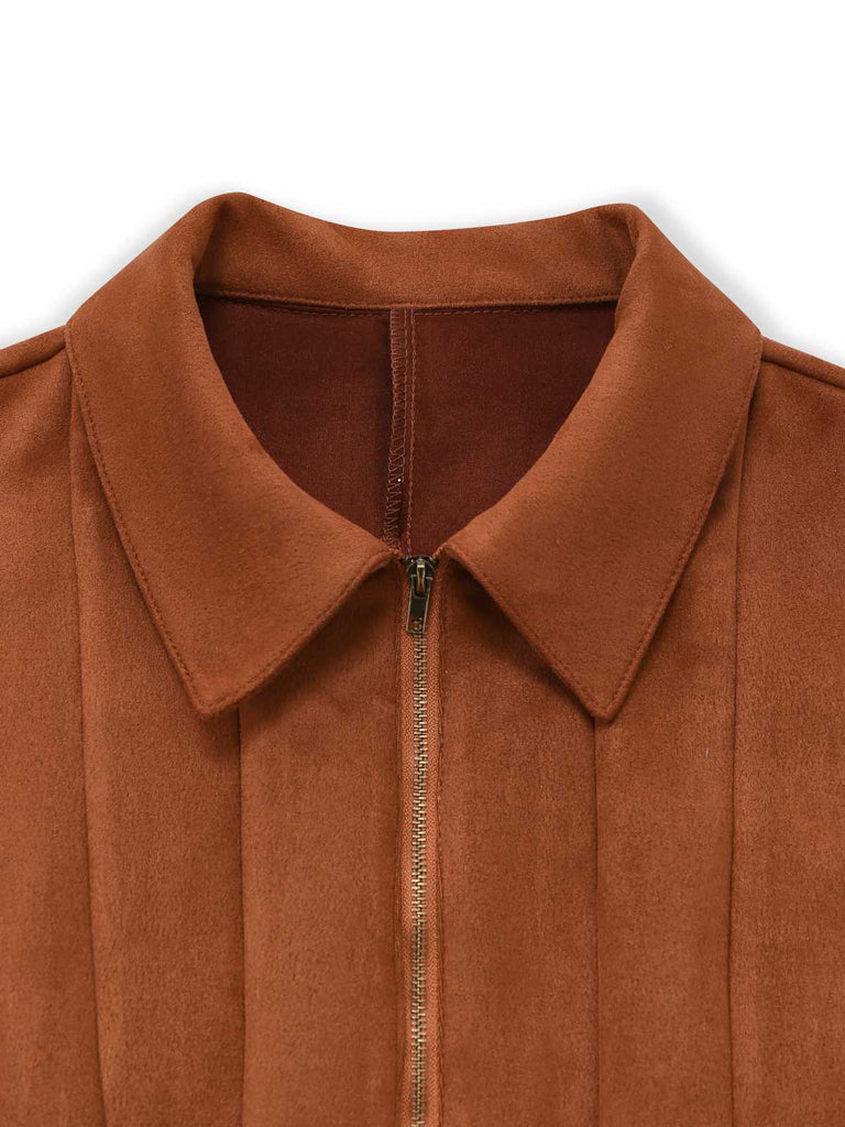 Brown 1970s Western Cowboy Suede Fringe Sleeveless Romper - vintage jumpsuit, retro fashion