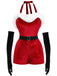 1970s Christmas Velvet Faux Fur Trim Halter Romper Set - vintage jumpsuit, retro fashion