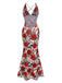 This 1970s Rose Halter Backless Dress wraps her in 1970s elegance, one twirl at a time