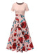 She slips into this 1970s Round Neck Floral Patchwork Dress and suddenly it's a 1970s daydream