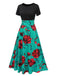 1970s Round Neck Floral Patchwork Dress: where 1970s romance meets her modern spirit