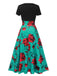 This 1970s Round Neck Floral Patchwork Dress wraps her in 1970s elegance, one twirl at a time