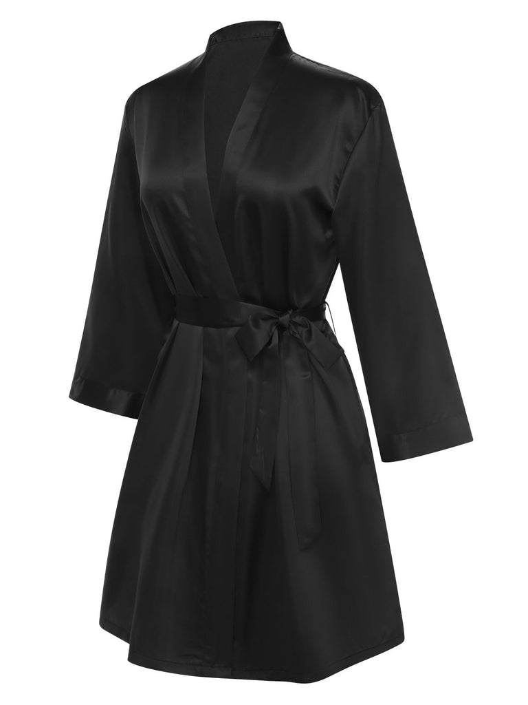 She adds this 1970s Satin Solid Belted Robes and suddenly it's 1970s perfection