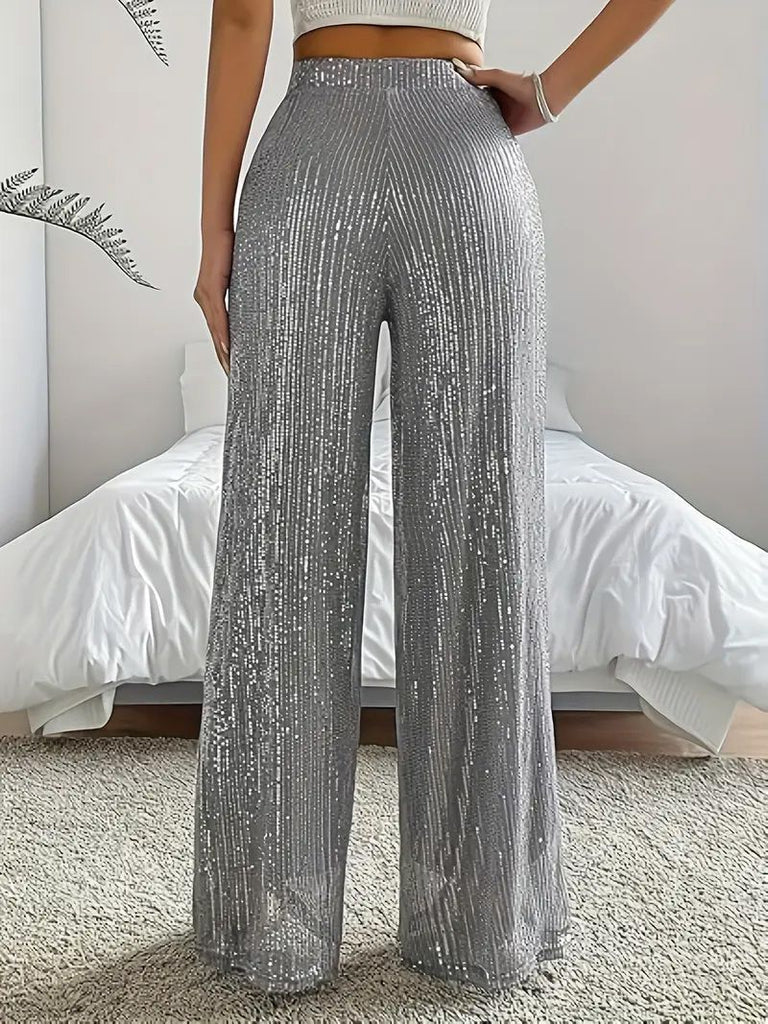 1970s Sequin Loose Flowy Wide-Leg Pants - vintage fashion, retro style