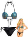 1970s Sequined Embellished Shell Triangle Bikini Set, vintage swimsuit, pin-up swimwear, retro beach style, women, elegant