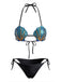 1970s Sequined Embellished Shell Triangle Bikini Set, vintage swimsuit, pin-up swimwear, retro beach style, women, elegant