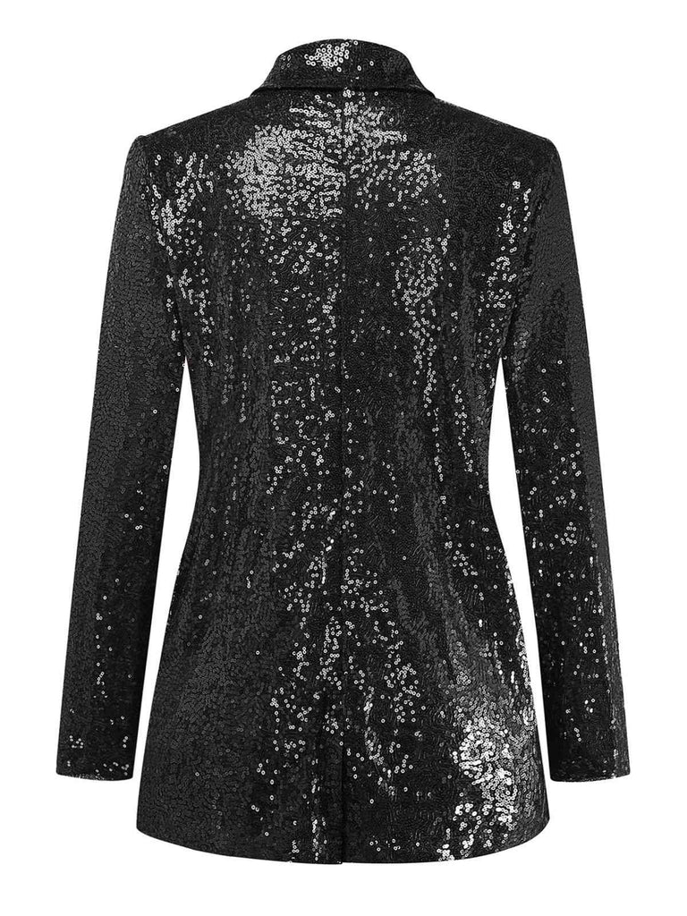1970s Sequined Lapel Long Sleeve Jacket - vintage fashion, retro style