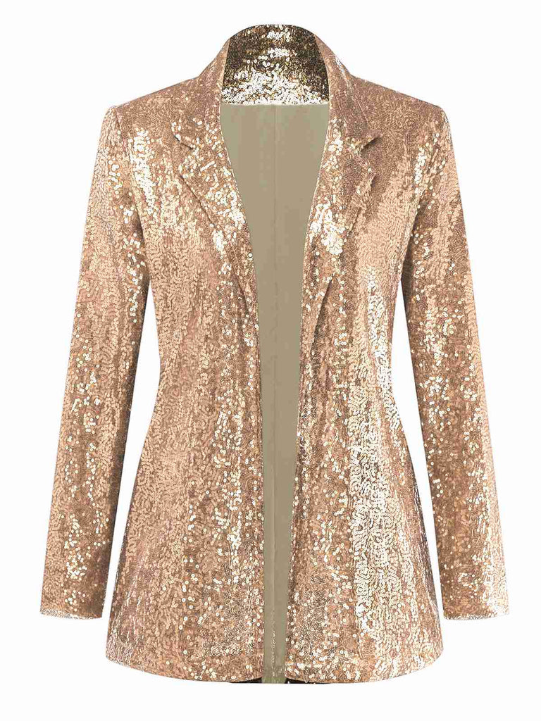1970s Sequined Lapel Long Sleeve Jacket - vintage fashion, retro style