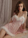 She slips into this 1970s Sheer Patchwork V-Neck Plush Nightgown and suddenly it's a 1970s daydream