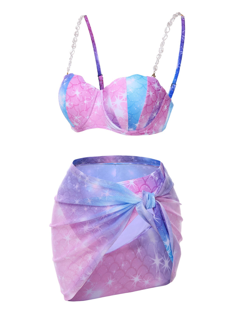 1970s Shell Pearl Chain Swimsuit & Cover-Up: 1970s Riviera elegance, reimagined for her