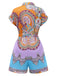1970s Shirt Neck Paisley Print Belted Romper: a 1970s classic that whispers rather than shouts