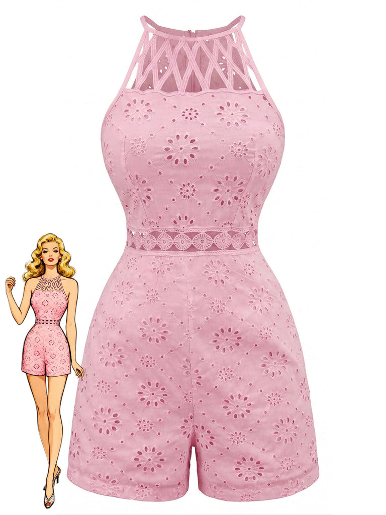 1970s Sleeveless Round Neck Vintage Romper, vintage romper, retro jumpsuit - perfect for women who love vintage and retro fashion